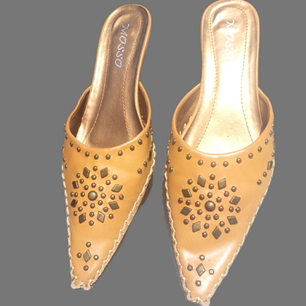 Studded Mules with Kitten Heel